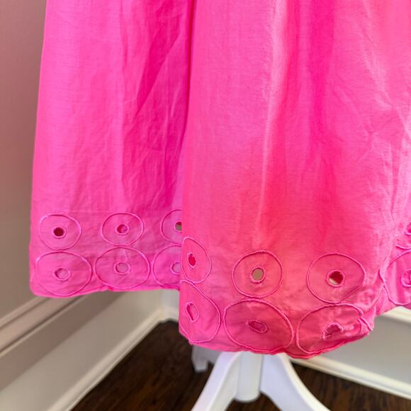 Vintage Inspired Alex Marie Pink Wrap Dress Size 14 Eyelet Hem Fit & Flare - Picture 3 of 11